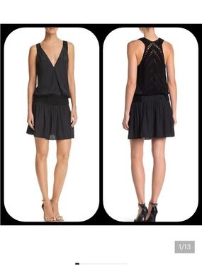 Ramy Brook Black Shea Crochet Mini Dress